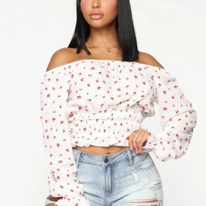Off-Shoulder Cherry Top
